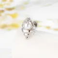 Silver conch shell stud earring with pearl and zircon, ocean themed piercing jewelry - Stainless Steel External Spiral / Pearl