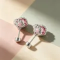 Marine series sweet pink starfish and shell cartilage stud earring in silver finish - A508-1# Pink + Pink Drip Oil (Titanium Alloy External Spiral)