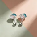 Elegant ocean series pink starfish and shell cartilage stud earrings for women fashion - A508-4# Lake Blue + Pink Drip Oil (Titanium Alloy External Spiral)
