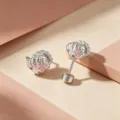 Sweet pink enamel starfish and seashell cartilage stud earrings in shiny silver. - A508-6# Artificial Pearl + Pink Drip Oil (Titanium Alloy External Spiral)