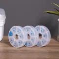 Set of three portable 7-day circular plastic pill organizers for weekly medication tracking - Round 7-Grid Pill Box (2029) / Set of 3
