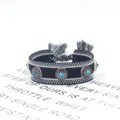 Retro geflochtenes Armband mit Türkis-Nieten und Quasten für Ethno-Stil Schmuck Detail - Stil 6