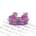Retro-Ethno handgewebtes rosa Armband mit Sonnenstrahl-Metallnieten und Türkisperlen - Stil 8