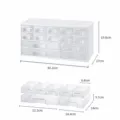 Organisateur de bureau avec 14 tiroirs transparents pour lentilles et papeterie - Grille Grand / Blanc