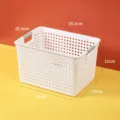 Λευκό διάτρητο πλαστικό καλάθι αποθήκευσης με διαστάσεις και γκρι λαβές για το σπίτι - Μεγάλο Στυλ Μπεζ