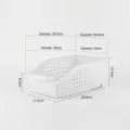 Large white plastic storage basket with wheels and hollow sides, low style organizer bin - Wide Low Style With Wheels