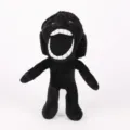 Detailansicht des Sixty-Seven Kid schwarzen Meme-Plüschtiers mit übergroßen weißen Zähnen - 20x8x25cm / Schwarz