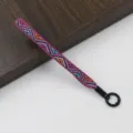 Ethnic στυλ υφαντό λουράκι καρπού jacquard για τηλέφωνο και κλειδιά σε ζωντανό ροζ σχέδιο - Ροζέ Γεωμετρικό Στυλ Ρόμβου (06-06C- 11MM)