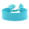 Turquoise solid color woven friendship bracelet with adjustable braided tassel closure - Lake Blue (B183)