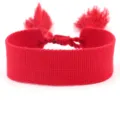 Solid red woven textile bracelet with tassels for DIY embroidery and ethnic style - Red (B186)