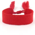 Handmade red ethnic style woven bracelet with tassels for DIY embroidery personalization - Red (B176)
