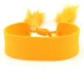 Vibrant orange-yellow plain woven bracelet with decorative tassels for DIY embroidery - Orange Yellow (B181)