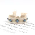 Handgefertigtes ethnisches Webarmband mit Retro-Türkis-Metallnieten und Quasten-Deko - Stil 13
