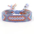 Handgewebtes Freundschaftsarmband mit einem bunten Rautenmuster im feinen Ethno-Stil. - A#(40) Bunt Lila Orange Blau Gelb Beige