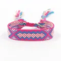 Handgewebtes Freundschaftsarmband im Nepal-Stil mit schönem pinkfarbenem Rautenmuster - A#(42) Rosarot Blau Beige