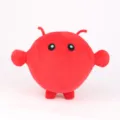 Nahaufnahme eines runden roten OpenClaw AI Hummer-Plüschtiers auf weißem Grund - 28x15x24cm / Rot