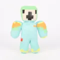 Minecraft-inspiriertes Plüschtier mit verpixelter Spielfigur auf weißem Hintergrund - Grün