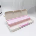 Double-layer pink beige pencil case with combination lock, cute plastic stationery storage box. - White