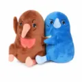 Detaillierte Seitenansicht der Dance Birds Plüschtiere Chuck und Charlie aus dem YouTube-Meme - Höhe 25cm / Blau Braun Kombi