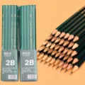 Set de lápices de madera 2B verdes para escritura y dibujo escolar, puntas afiladas. - HB