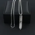 Stainless steel hollow aromatherapy diffuser necklace with pink quartz crystal point - Rose Quartz