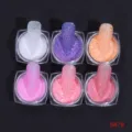 Primer plano de seis frascos de purpurina en polvo de azúcar para uñas vibrantes - Polvo de azúcar de 6 colores - S479