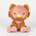 Cute Owlbear monster plush doll with pink paws and soft brown fur sitting upright - 20x22x25cm / Tan