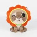 Adorable Flower Lady Gumbus plush toy with orange petal hood on white background - 15x16x23cm / Brown