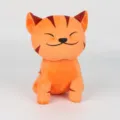 Cute orange Lofi Cat plush toy with smiling face and brown stripes, soft cartoon cat doll - Orange / 13*16*24cm