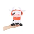 Peluche Chilledcow adorable con orejeras naranjas y bufanda, regalo de vaca de peluche suave - Vaca / 15x14x25cm