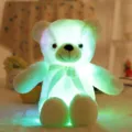 Zachte LED-verlichte teddybeer pluche met cyaan lichteffect voor kerstcadeau kinderen - Wit / 70cm (1.2kg)