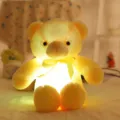Zachte gele LED-gloeiende teddybeer knuffel met lintje, ideaal kerstcadeau voor kind - Geel / 70cm (1.2kg)