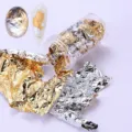 Scaglie di lamina per nail art metalliche oro e argento lucide in una bottiglia trasparente - Bicolore oro e argento