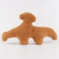 Πλαϊνή όψη ενός καφέ μαξιλαριού Dino Nugget από μαλακό βελούδινο ύφασμα sherpa - Πτερόσαυρος