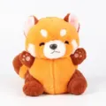 Detailed view of a cute stuffed red panda plush toy with soft orange and brown fur - 22x19x18cm / Raccoon