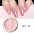 Polvo de uñas aurora rosa sólido con acabado cromado espejo irisado para nail art de hadas - Polvo de hadas sólido DSJG-03