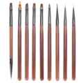 9-teiliges professionelles Nagelkunst-Pinselset mit verschiedenen Bürstenköpfen und Griffen - 9 Stück Set / Kaffeebraun
