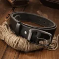 Cintura in vera pelle vintage per uomo e donna, design casual con fibbia ad ardiglione. - 105cm / Nero