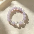 Pulsera de cuentas de cristal lavanda y transparente con espaciadores de plata - Estilo 1