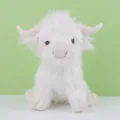 Süßes weißes Highland Cow Plüschtier mit langem flauschigem Fell und weichen Hörnern - 25cm / Weiß