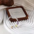 Pulsera de amatista natural y cristal transparente con un delicado colgante de corazón - Estilo 1 8mm