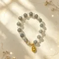 Handcrafted natural crystal beaded bracelet with elegant gold hulu gourd charm pendant for her - Style 5