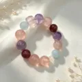 Handgefertigtes Naturkristall-Armband mit bunten Edelsteinperlen für Damen - Edelstein - Multi-Edelstein Würfel Kristall Armband (Stil 28)