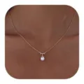 Französische vergoldete Kupferkette mit künstlicher Tropfenperle und Zirkonia - Bogen Strass Anhänger (Stil 1) / Gold
