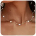 Zierliche silberne Herz-Halskette mit funkelnden Zirkonia-Steinen für Damen Mode - Strassherz-Stil / Stil 2 Silber