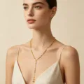 Elegante vergoldete Y-Kette mit Perlen für Damen, minimalistisches Modeaccessoire - Y-Form Rundperlenkette Stil (x896) / Gold