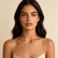 Elegante Y-Kette mit 14K Vergoldung und Zirkonia-Blumenanhängern - Vierblättrige Blume Stil (x897) / Gold
