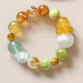 Handgefertigtes Armband mit bunten natürlichen Citrin- und grünen Fluorit-Kristallperlen - Multi-Edelstein Naturstein Armband (TA-BR-2219)