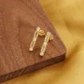 Elegante champagnerfarbene Zirkonia-Stabohrringe mit schönen rechteckigen Steinen - Rechteck Zirkonia Stil (Stil 2)