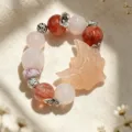 Natürliches Multi-Schatz Kristall-Armband mit handgeschnitztem Fuchsanhänger für Damen - Pfirsichrosa Fuchskopf (Stil 21)